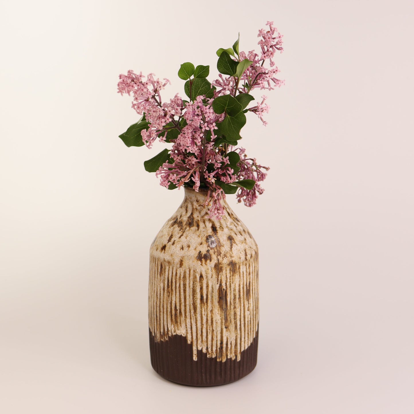 Brown Speckled Bud Vase / Oil Bottle