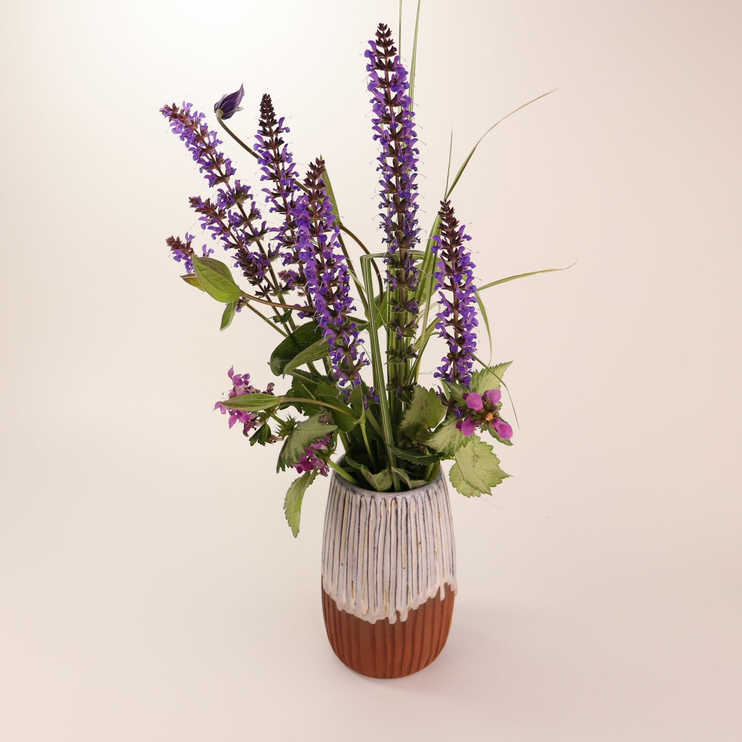 Carved Vase Glazed in Milkshake - Medium