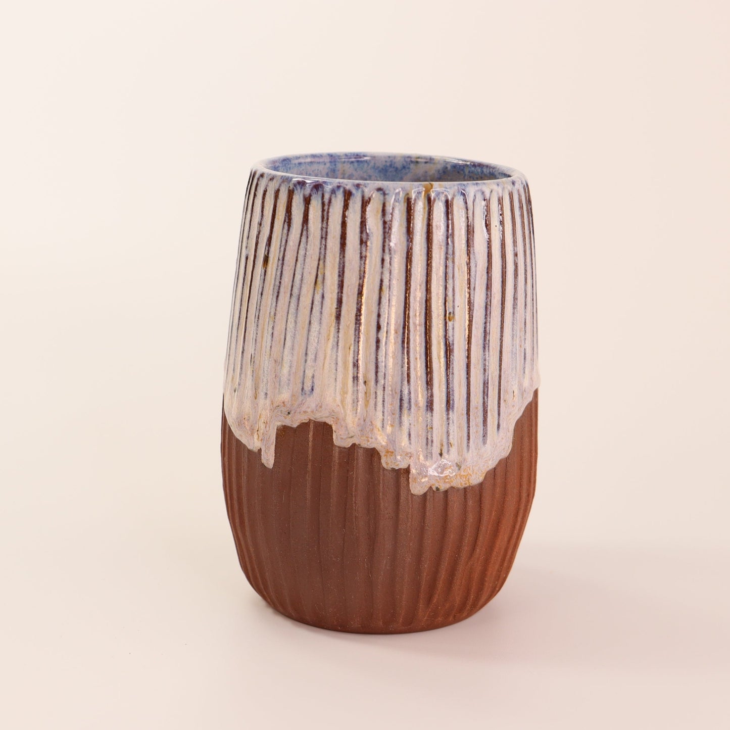 Carved Vase Glazed in Milkshake - Small