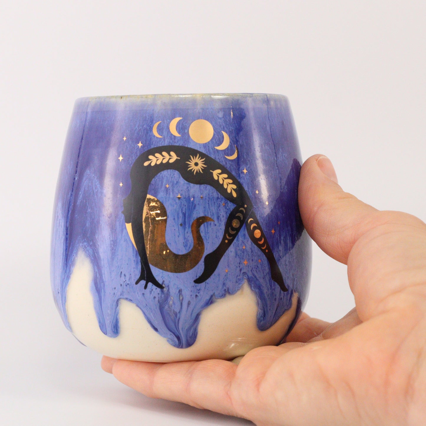 Small Cup - Tumbler/Goblet glazed in Purple Rain with Magic Woman