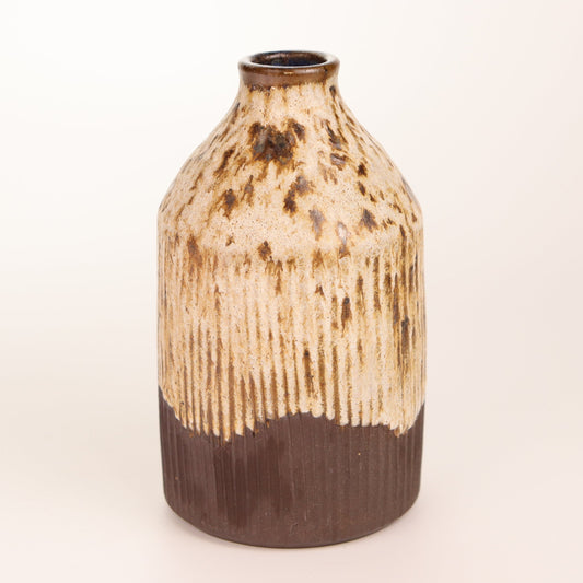 Brown Speckled Bud Vase / Oil Bottle