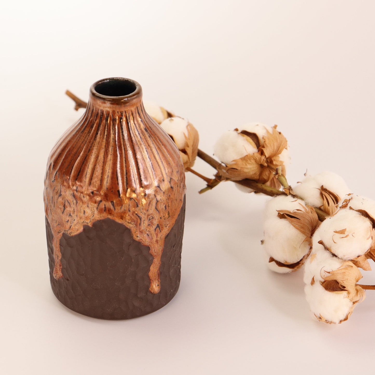 Copper Dripped Bud Vase