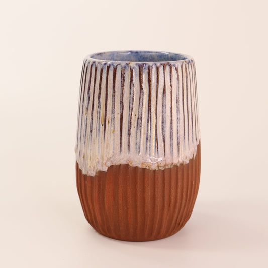 Carved Vase Glazed in Milkshake - Small