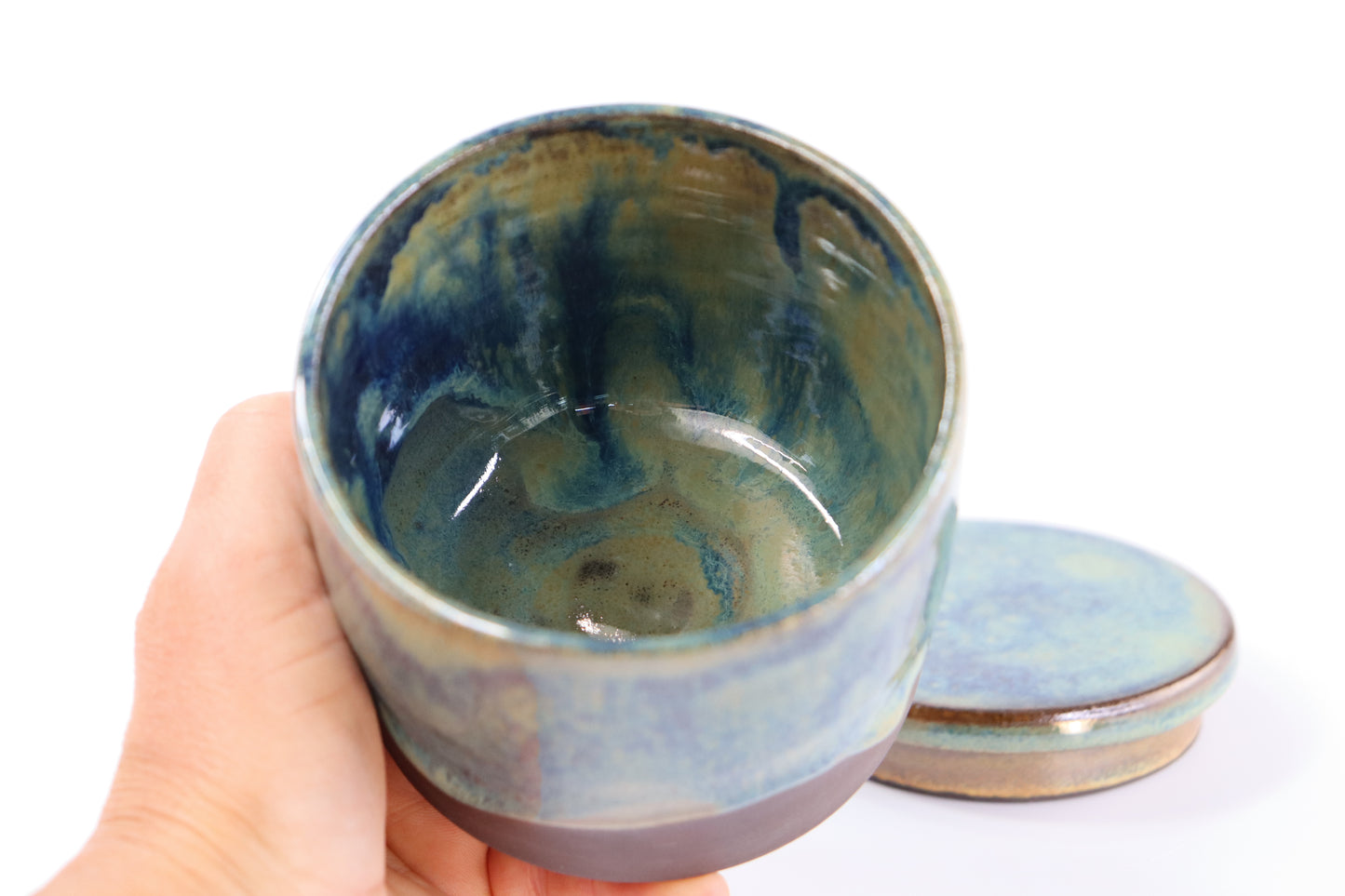 Ceramic Jar with Lid Glazed in Monet