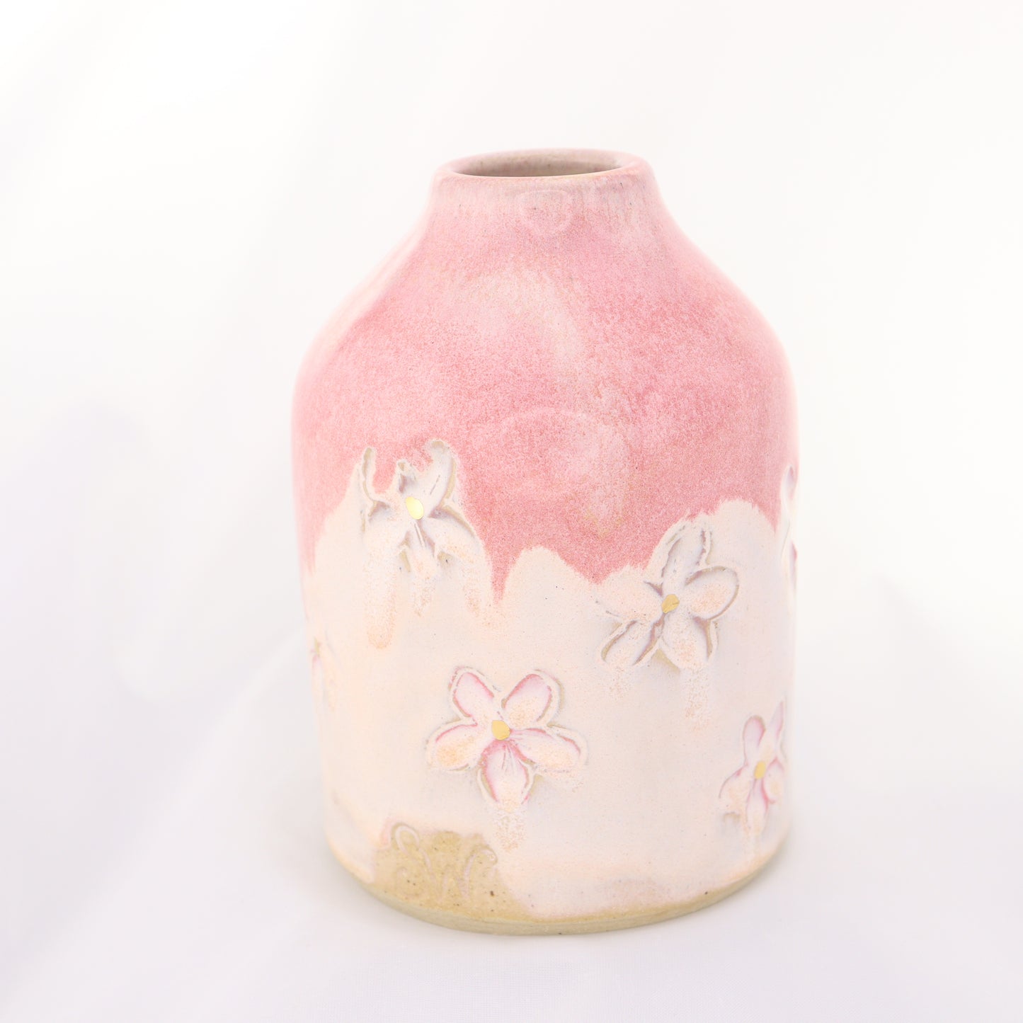 Soap / Lotion Bottle with Flowers & Gold Embellishment