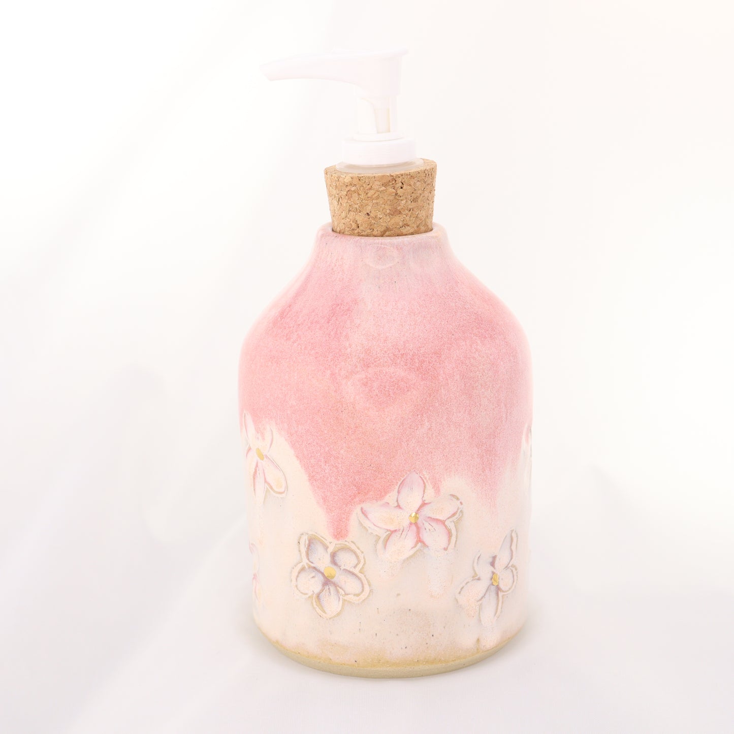 Soap / Lotion Bottle with Flowers & Gold Embellishment