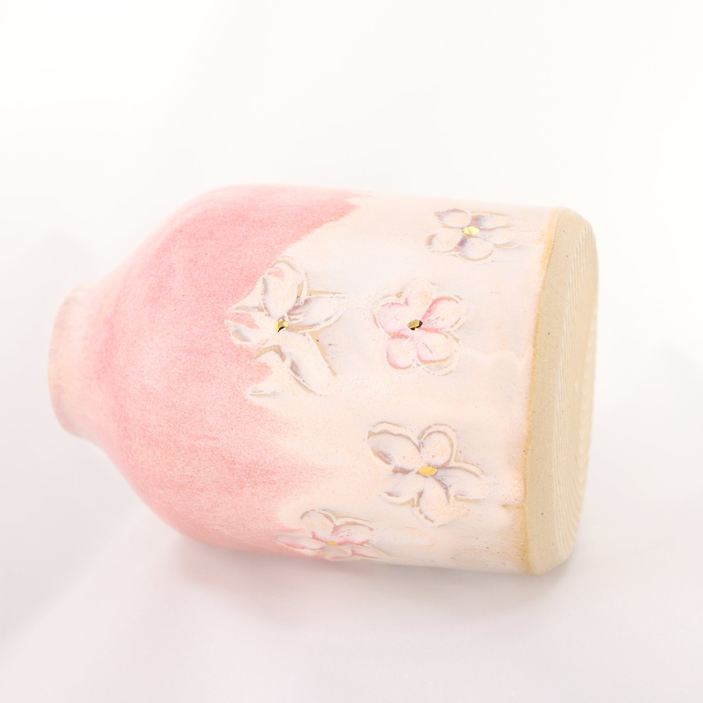 Soap / Lotion Bottle with Flowers & Gold Embellishment